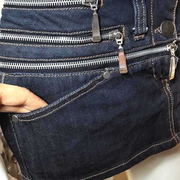 Italian Biker Skort💙90's Blue Denim Mini Skort💙 Heans Short-Skirt - Picture 6 of 15